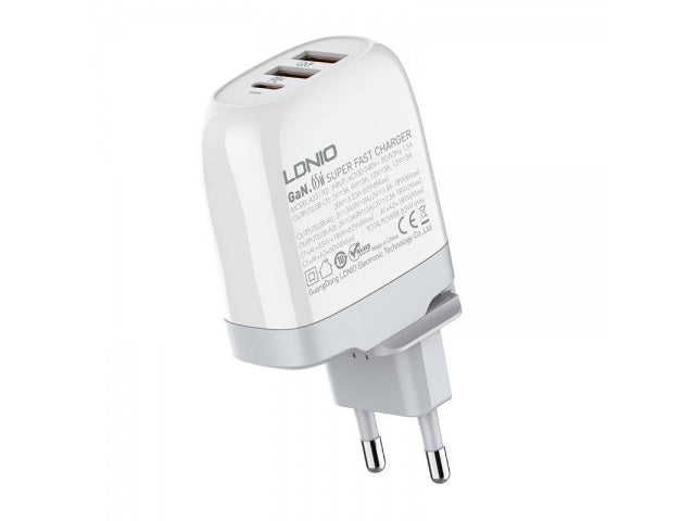 Cargador Pared 65W GaN PD+Q3.0+USB con cable Tipo C LDNIO A3511Q