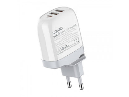 Cargador Pared 65W GaN PD+Q3.0+USB con cable Tipo C LDNIO A3511Q