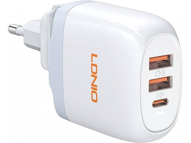 Cargador Pared 65W GaN PD+Q3.0+USB con cable Tipo C LDNIO A3511Q