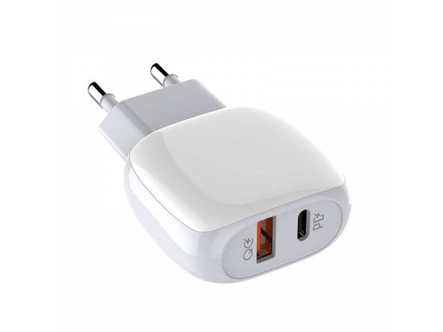 Cargador Pared 3A PD 20W (USB-C)+ QC3.0 LDNIO A2313C