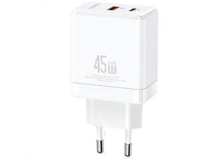 Cargador de viaje T58 45W USB A + USB C GaN USAMS CC178