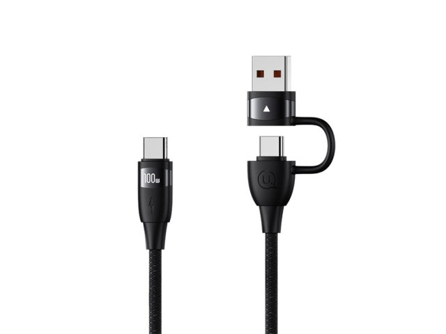 Cable de Datos U85 USB A / USB C a Tipo C 100 W 2M Negro USAMS SJ655