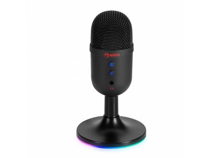 Micrófono de Estudio Gamer USB Cable 1.7 M RGB MIC-06 BK Negro Marvo