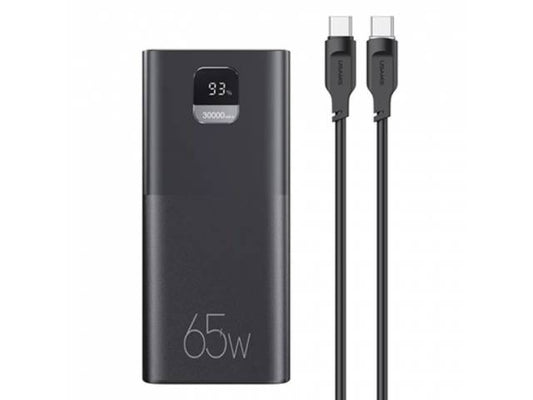 PB68 Power Bank 30.000mAh 65W PD3.0 + QC3.0 Cable Tipo C a Tipo C PD 100W Negro USAMS-CD185