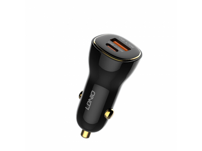 Cargador Auto 60W con Cable Lightning PD30W+QC30W Negro LDNIO C103