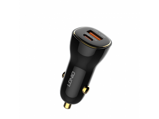 Cargador Auto 60W con Cable Lightning PD30W+QC30W Negro LDNIO C103