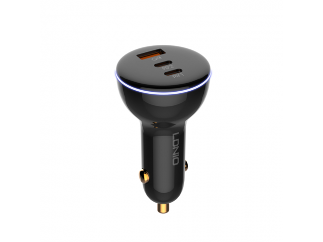 Cargador Auto C102 USB C a Tipo C 160W PD30W+PD30W+QC100W Negro LDNIO