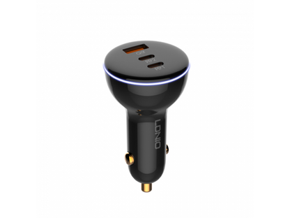 Cargador Auto C102 USB C a Tipo C 160W PD30W+PD30W+QC100W Negro LDNIO