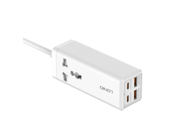 Adaptador Multifunción 65W Dual QC3.0+Dual USB C PD Cable 2M LDNIO SC1418