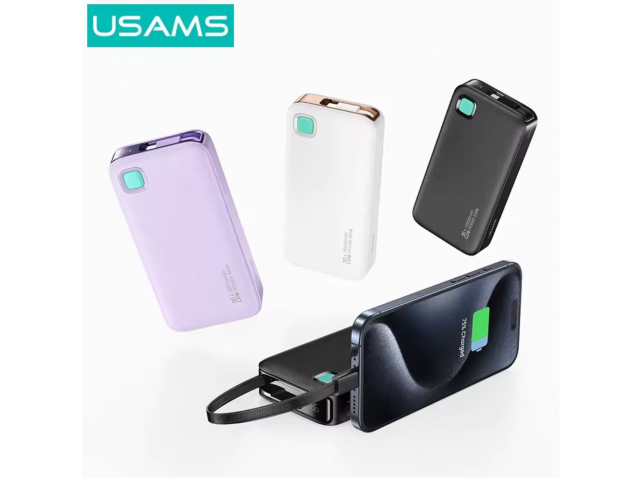 Power Bank USAMS Cable Retráctil - Carga Rápida PD20W