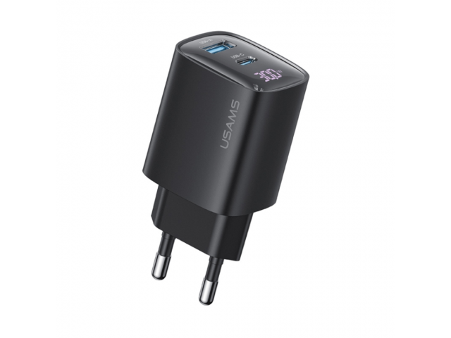 Cargador Pared 30W USB A + USB C GaN Carga Rápida USAMS CC229