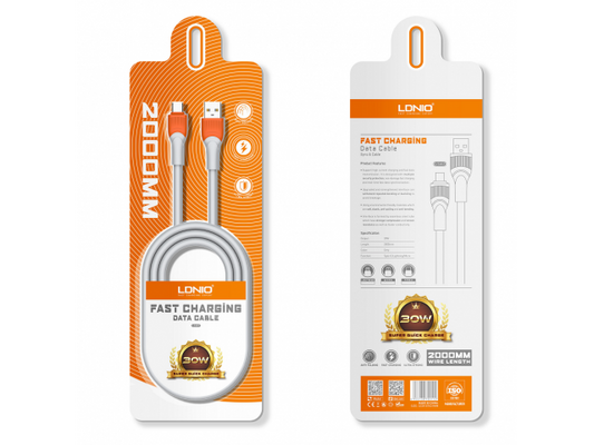Cable de Datos USB A a Tipo C 30W 2M LDNIO LS602