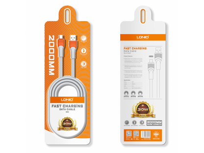 Cable de Datos USB A a Lightning 30W 2M Anaranjado LDNIO LS602