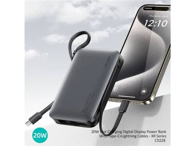 Power Bank 10.000mAh Tipo C + Lightning PD20W Negro XR Series CD228 USAMS