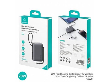 Power Bank 10.000mAh Tipo C + Lightning PD20W Negro XR Series CD228 USAMS
