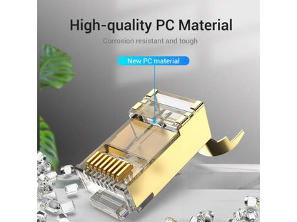 Plug RJ45 Blindado Cat.8 FTP / 2 Unidades / Dorado IDHR0-2 Vention