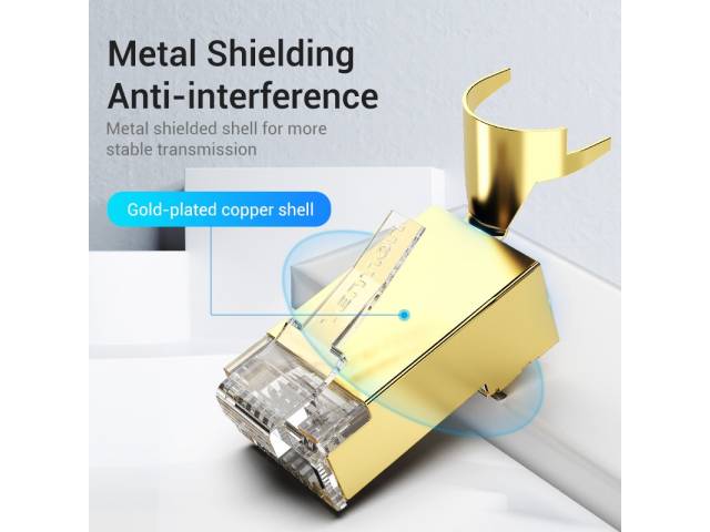 Plug RJ45 Blindado Cat.8 FTP / 2 Unidades / Dorado IDHR0-2 Vention