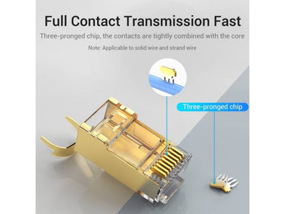 Plug RJ45 Blindado Cat.8 FTP / 2 Unidades / Dorado IDHR0-2 Vention