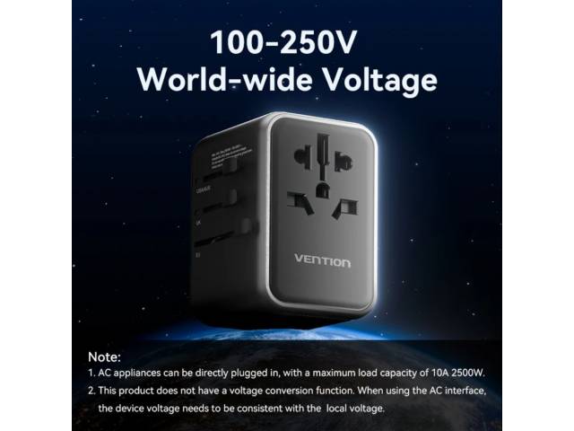 Cargador de Viaje Vention GaN 65W - Carga Rápida Universal