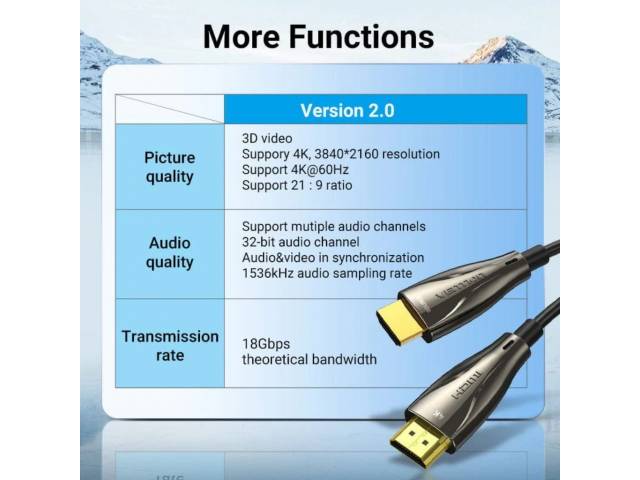 Cable HDMI Óptico Vention 3 Metros - 4K 60Hz Sin Pérdidas