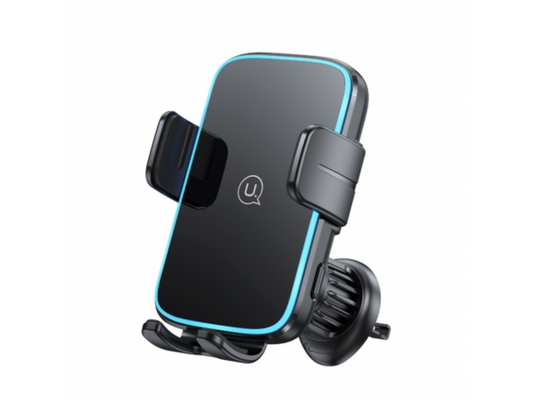 Cargador Auto Magnético 15W Inalámbrico c/Soporte para Ventilación y Luz Negro CD230 USAMS