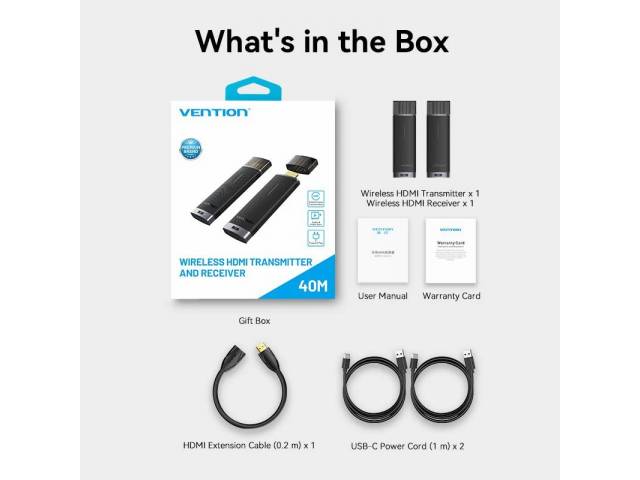 Transmisor y Receptor HDMI Inalámbrico Negro ADCB0 Vention